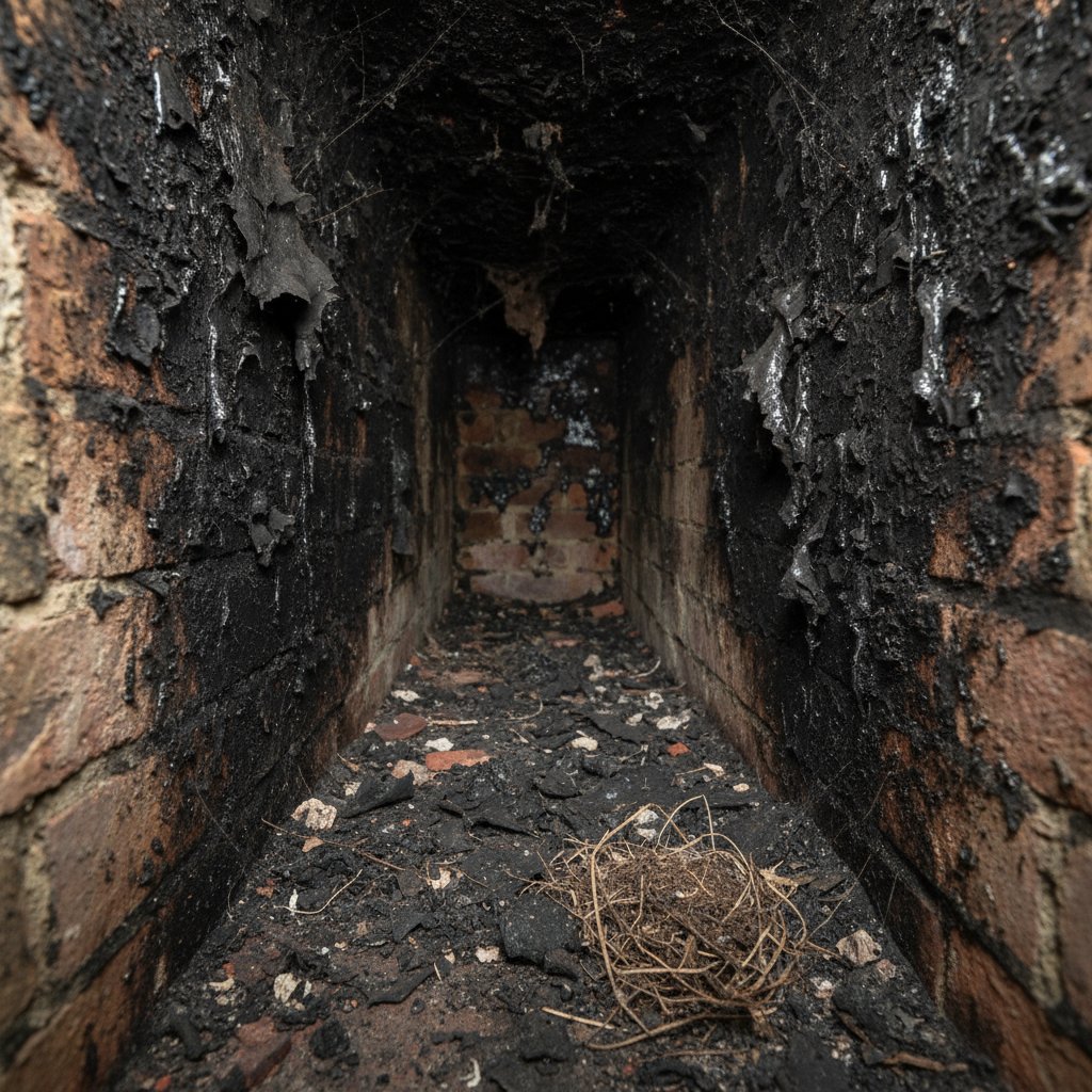 Chimney before cleaning in Culver City